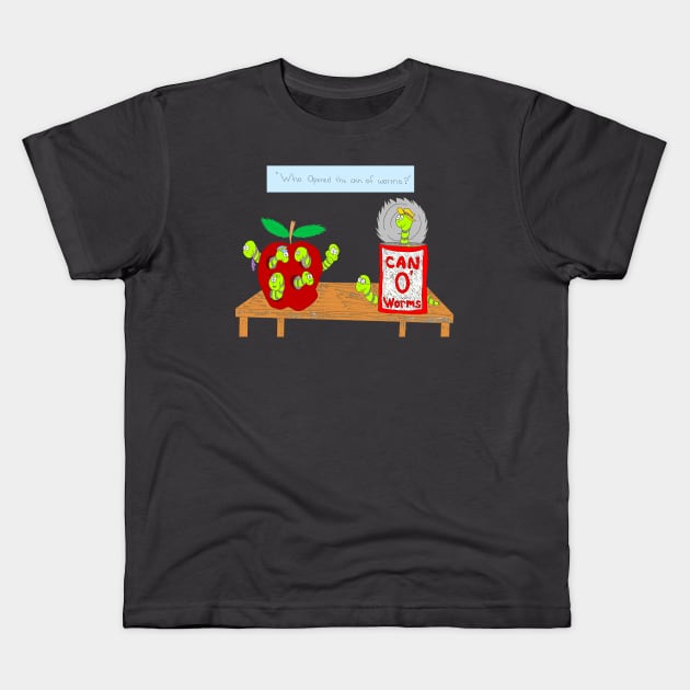 Can O' Worms Kids T-Shirt by Loose Tangent Arts